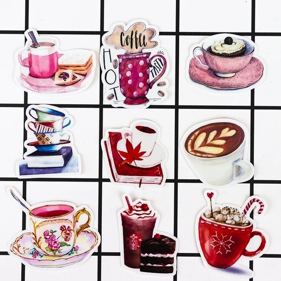 Coffee and Tea Cafe, Beautiful Tea Cups, 19 Deco Stickers - Picture 3 of 11